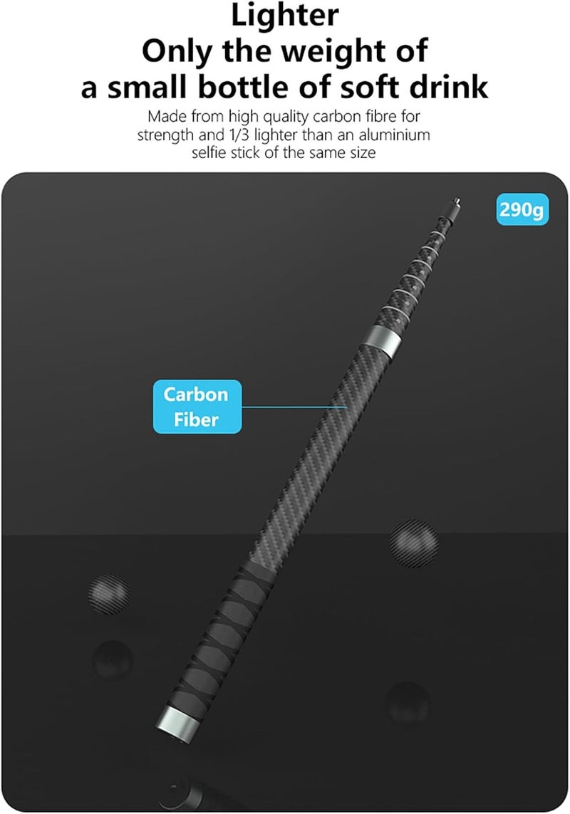 NEOSOU 2.6M/102-inch Invisible Selfie Stick, Carbon Fiber Long Pole Extension Rod for Insta360 X5 X4 X3 DJI Osmo 360 Nano, Lightweight/Waterproof/Extendable/Telescopic for 360 Camera Accessories - Image 2